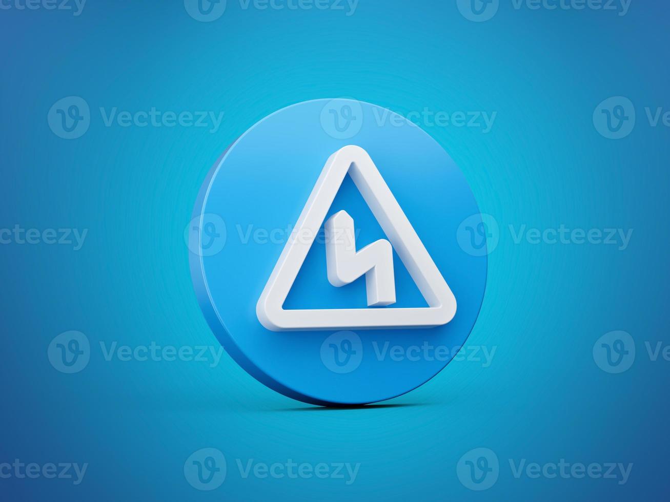 Double bend first to the left warning sign Blue 3d Icon 3d illustration photo