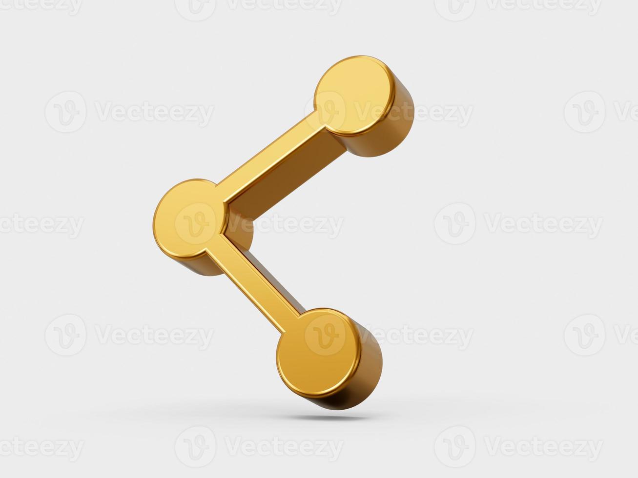 Golden share link icon button symbol isolated on Isolated background 3D illustration photo