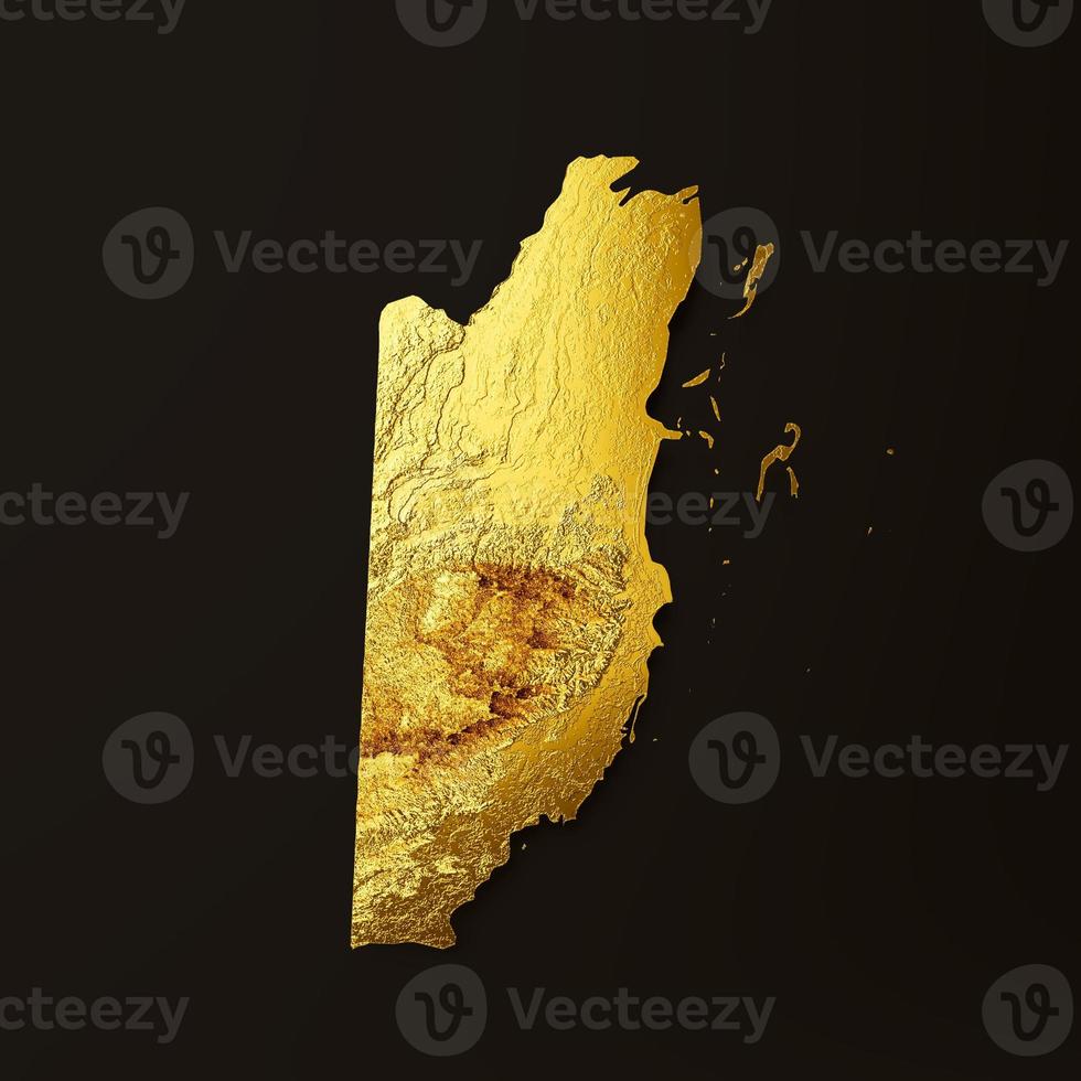 Belize Map Golden metal Color Height map Background 3d illustration photo