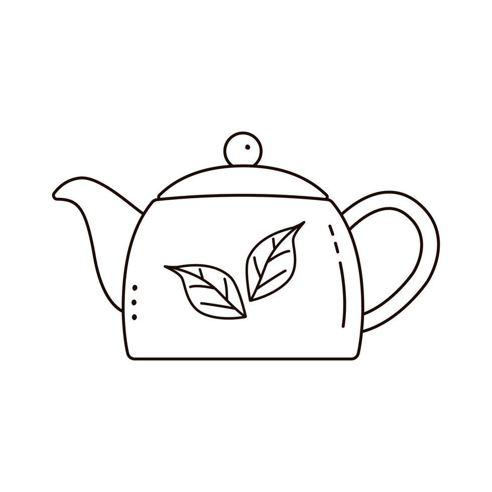 Kettle, teapot isolated on white background. Doodle style. vector