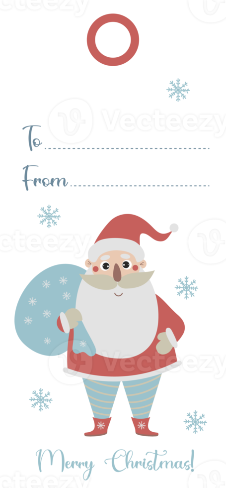Card label with cute Santa Claus png