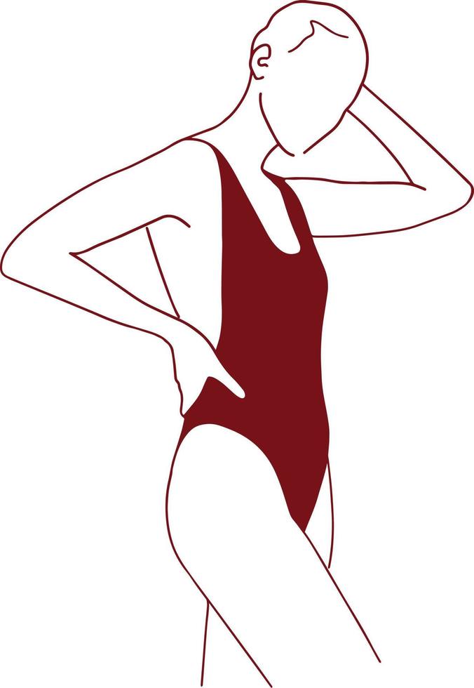 Outline Red Sport women vector