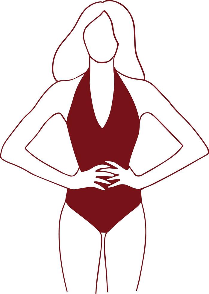 Outline of a woman in a sports swimsuit vector