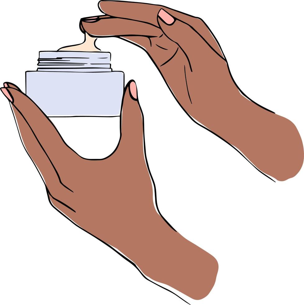 Female Hand Hold Cream vector