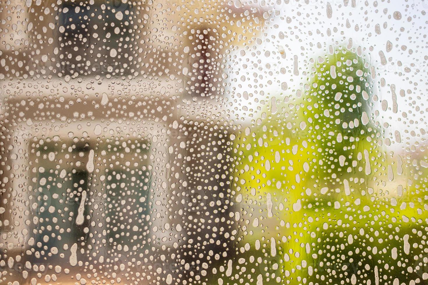 soap foam on window glass washing concept photo