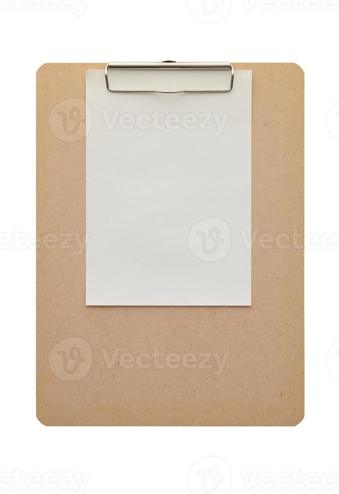 Wooden clipboard with blank paper isolated on white background 12573185