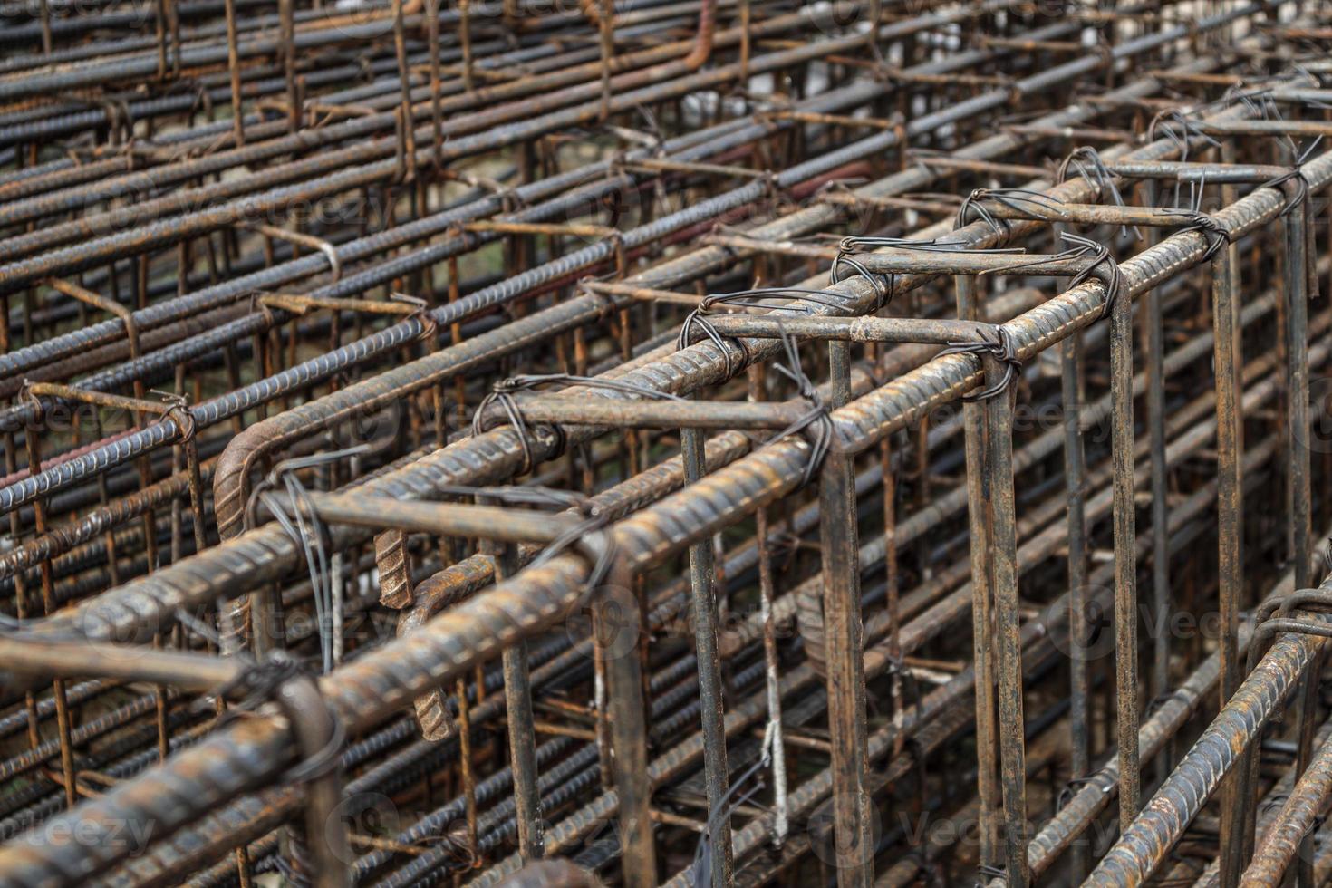 steel rebar for reinforced concrete at building construction site photo