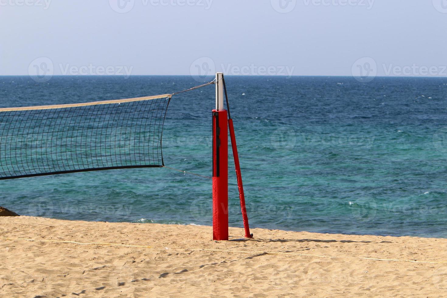 Sandy beach on the Mediterranean Sea in northern Israel. photo