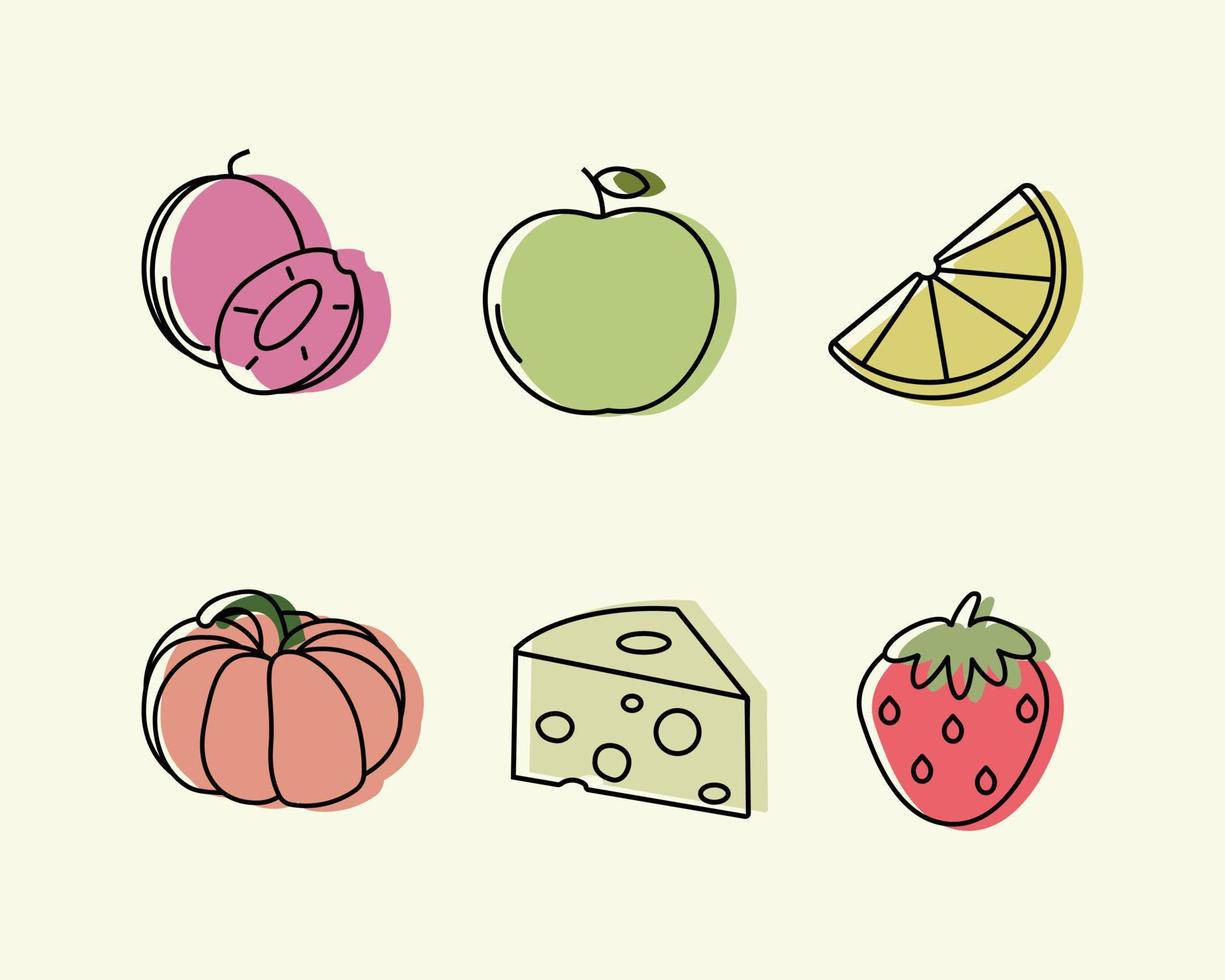 conjunto de iconos de alimentos saludables, ilustración vectorial vector