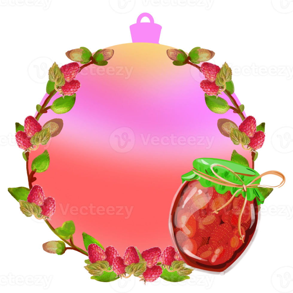 bola de vacaciones de ilustración con fresa, flores, plantas. png