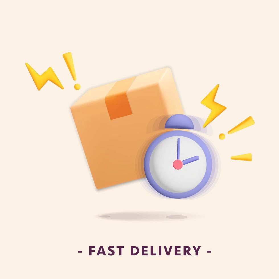 3d vector fast delivery online service banner design illustration