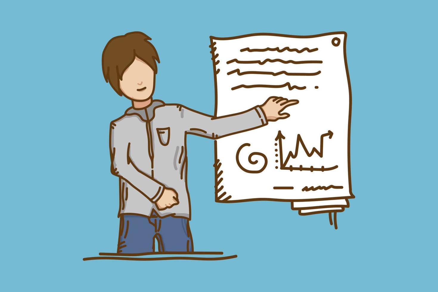 Office worker vector illustration with percentage