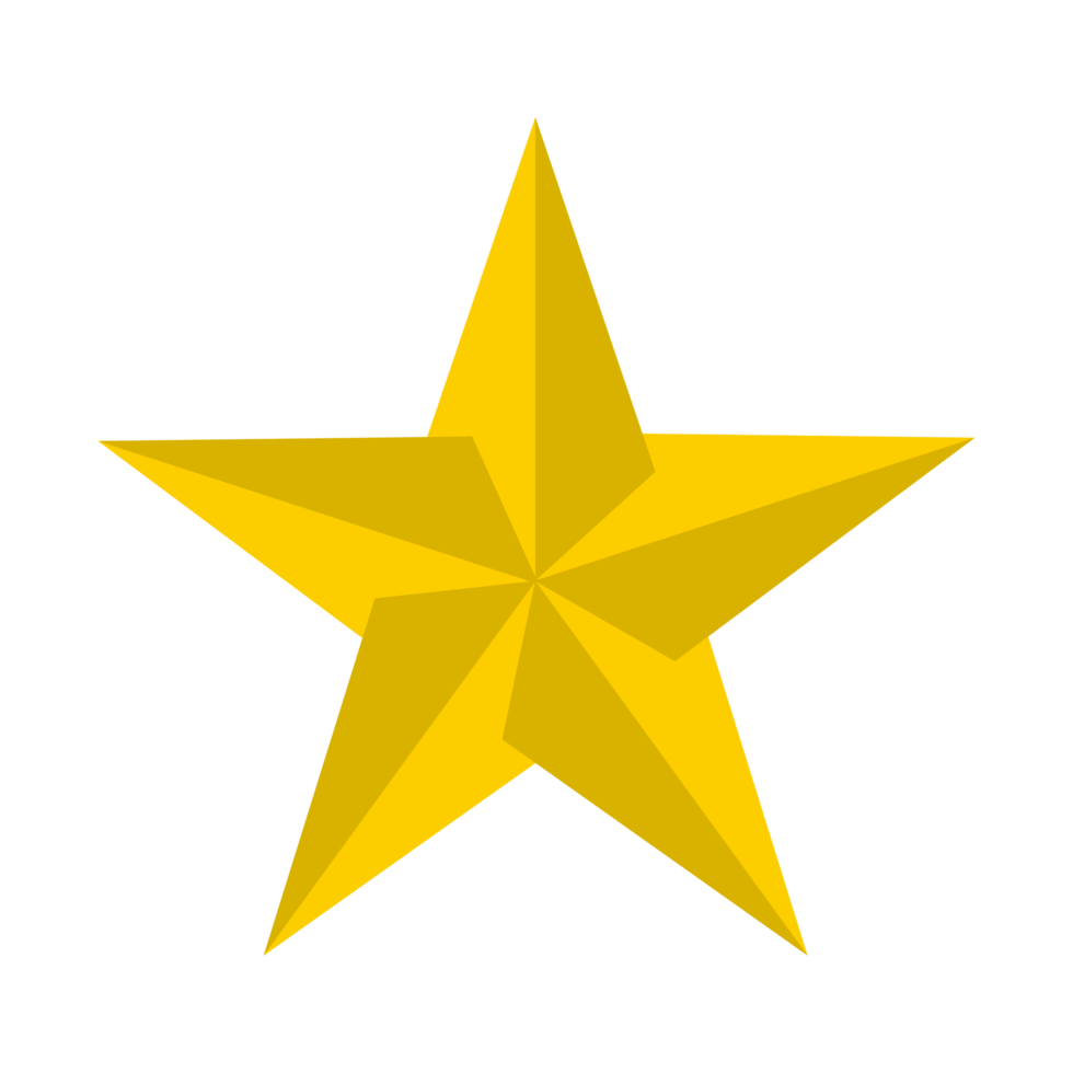 Star symbol with a unique shadow shape. Suitable for use as a rating sign. PNG file Format