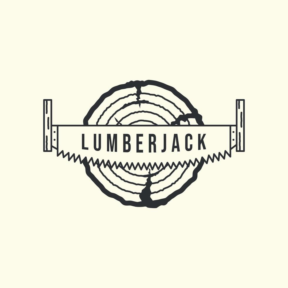 diseño de ilustración de plantilla de vector de logotipo vintage de leñador. concepto de logotipo de aserradero o madera