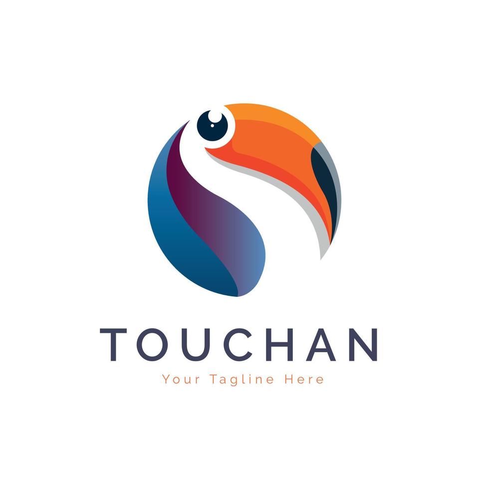 Toucan bird circle logo template design for brand or company and other vector