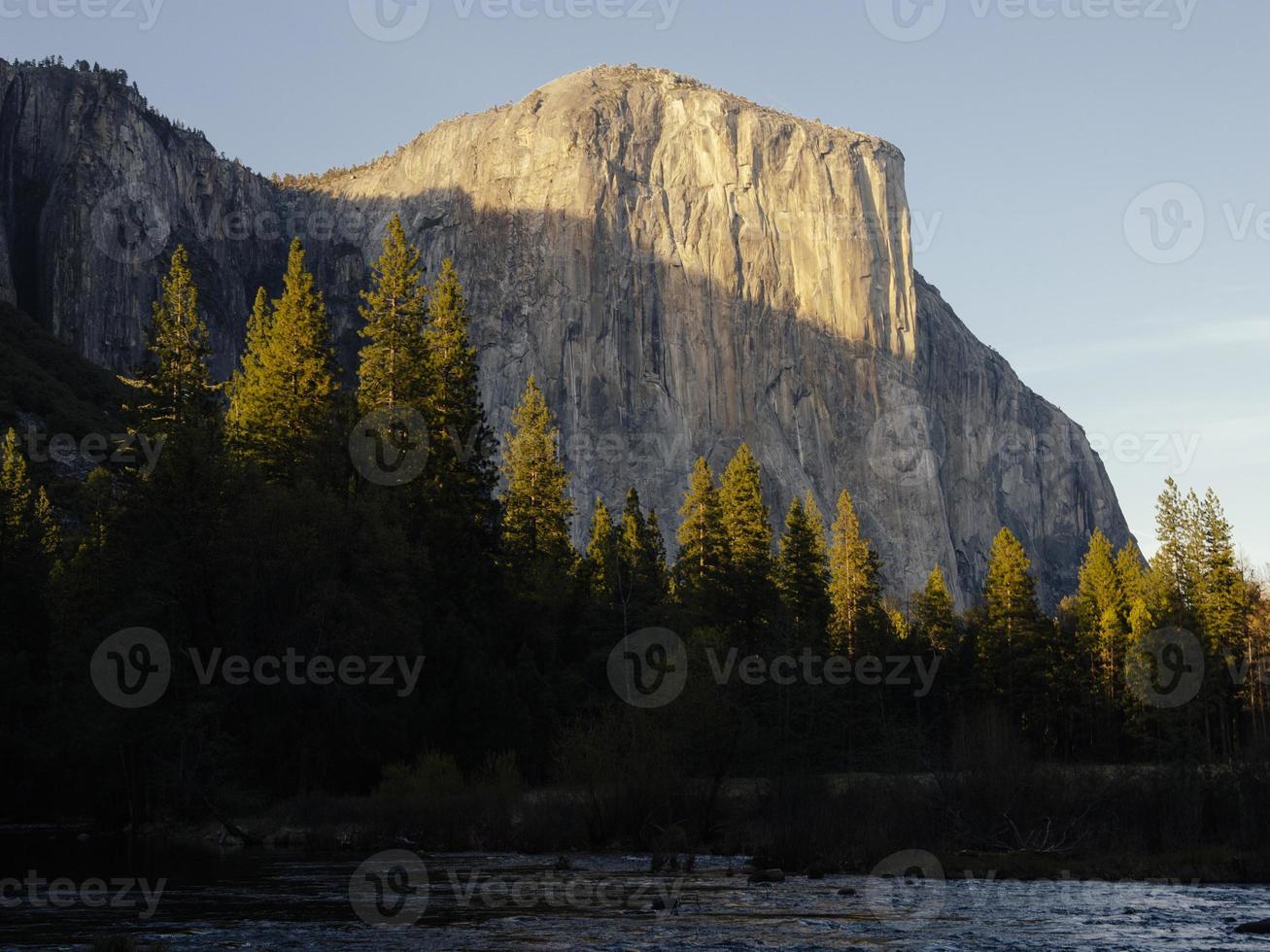 Landscape El Capitan, Yosemite National Park, California at sunset photo