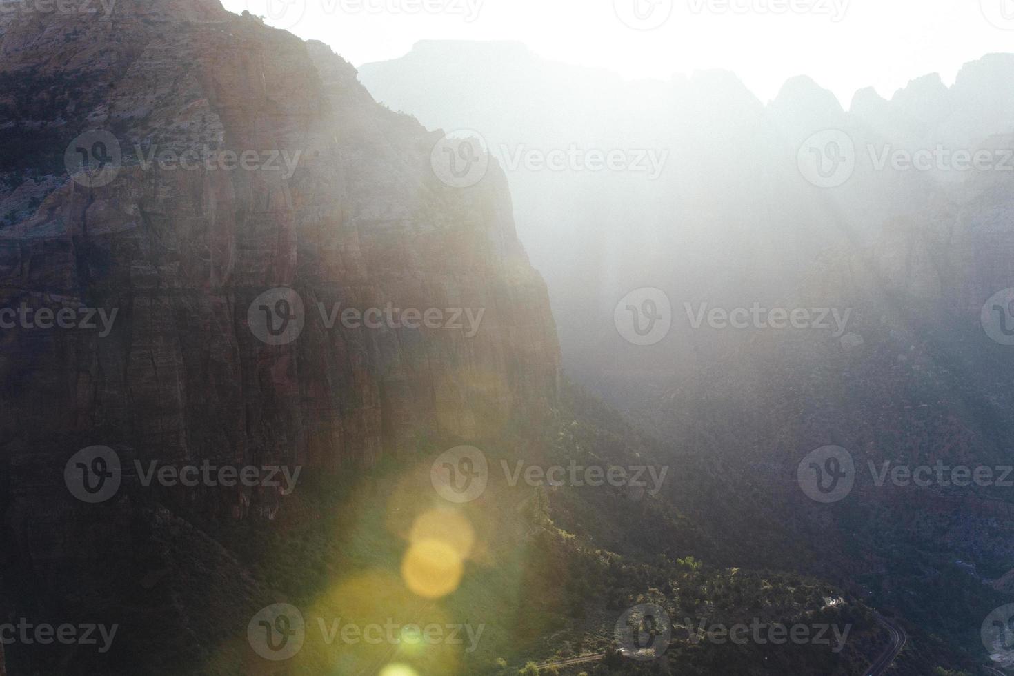 Landscape canyon at sunset in Zion National Park, Utah photo