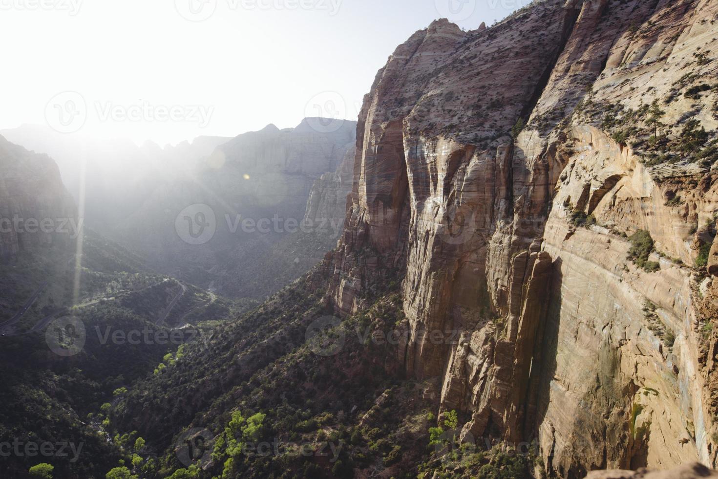 Nature canyon at sunset in Zion National Park, Utah photo