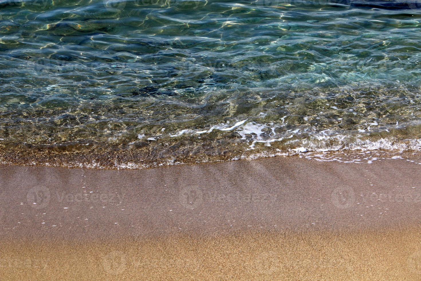 Sandy beach on the Mediterranean Sea in northern Israel. photo