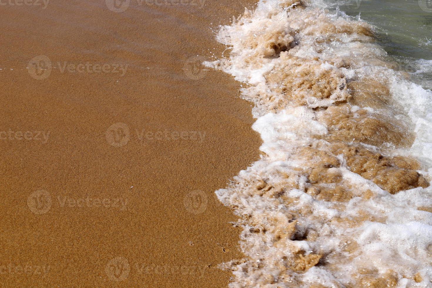 Sandy beach on the Mediterranean Sea in northern Israel. photo