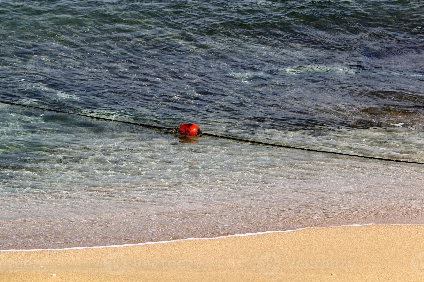 Sandy beach on the Mediterranean Sea in northern Israel. photo