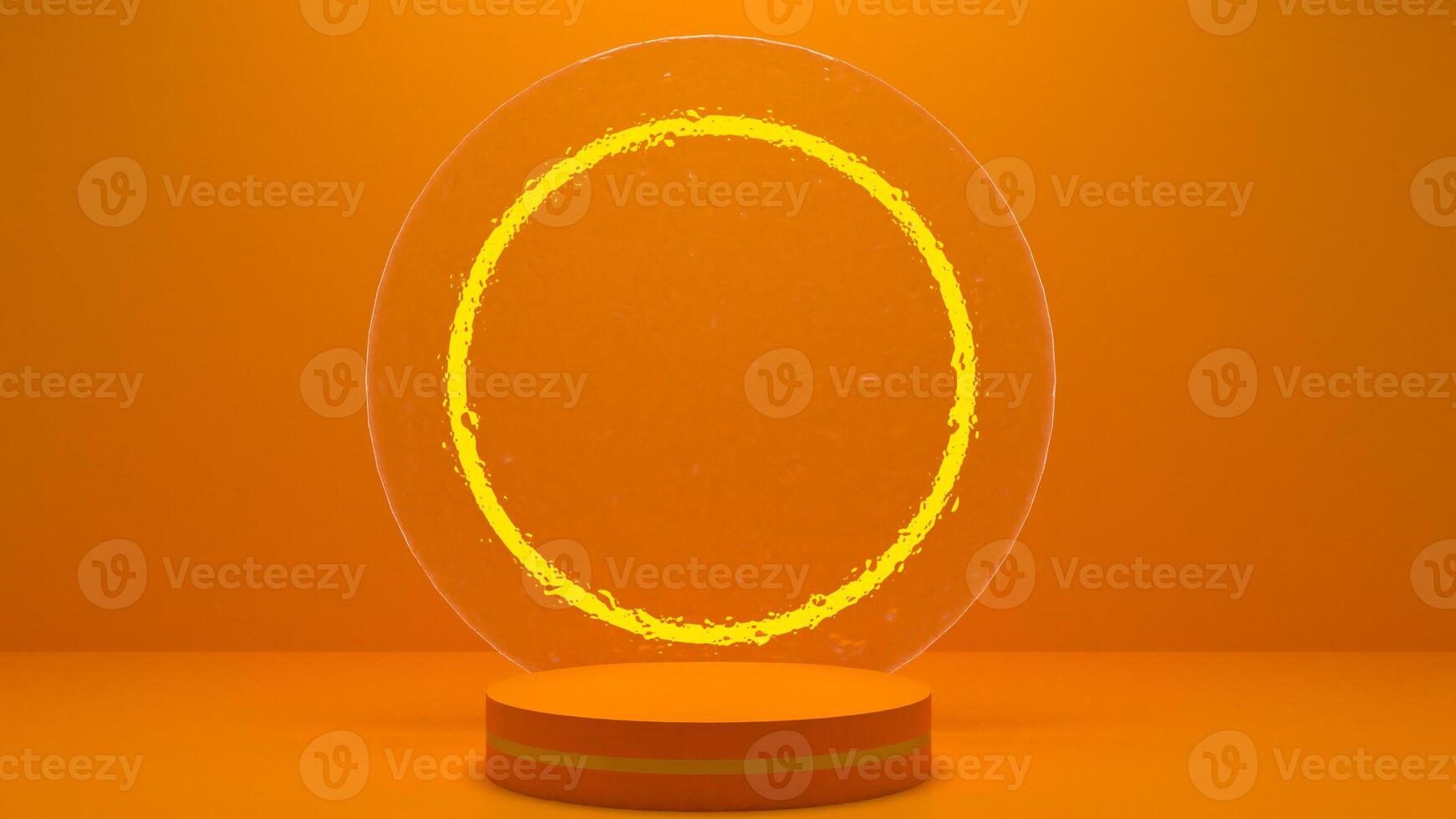 A glowing orange circle on a table photo