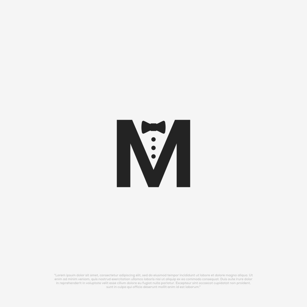 gentleman initial M logo icon on isolated background vector
