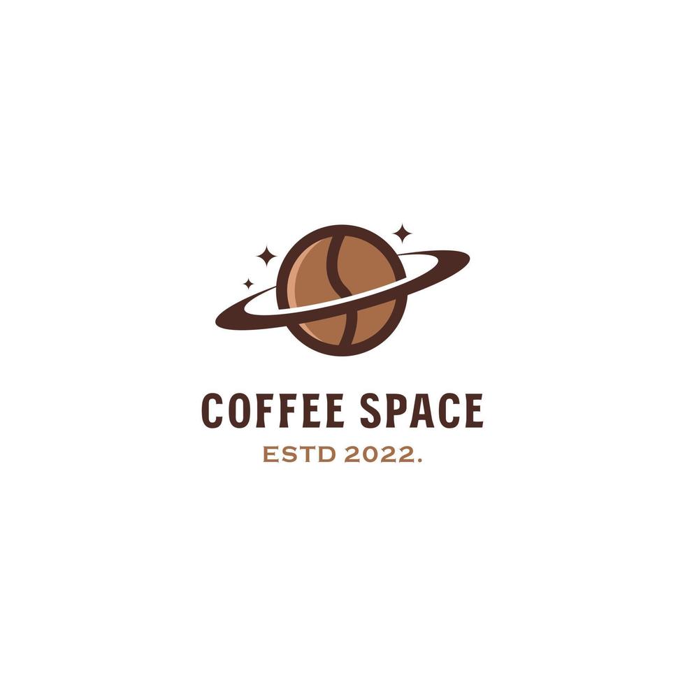 diseño de logotipo de espacio de café, concepto de logotipo de grano de café y saturno vector