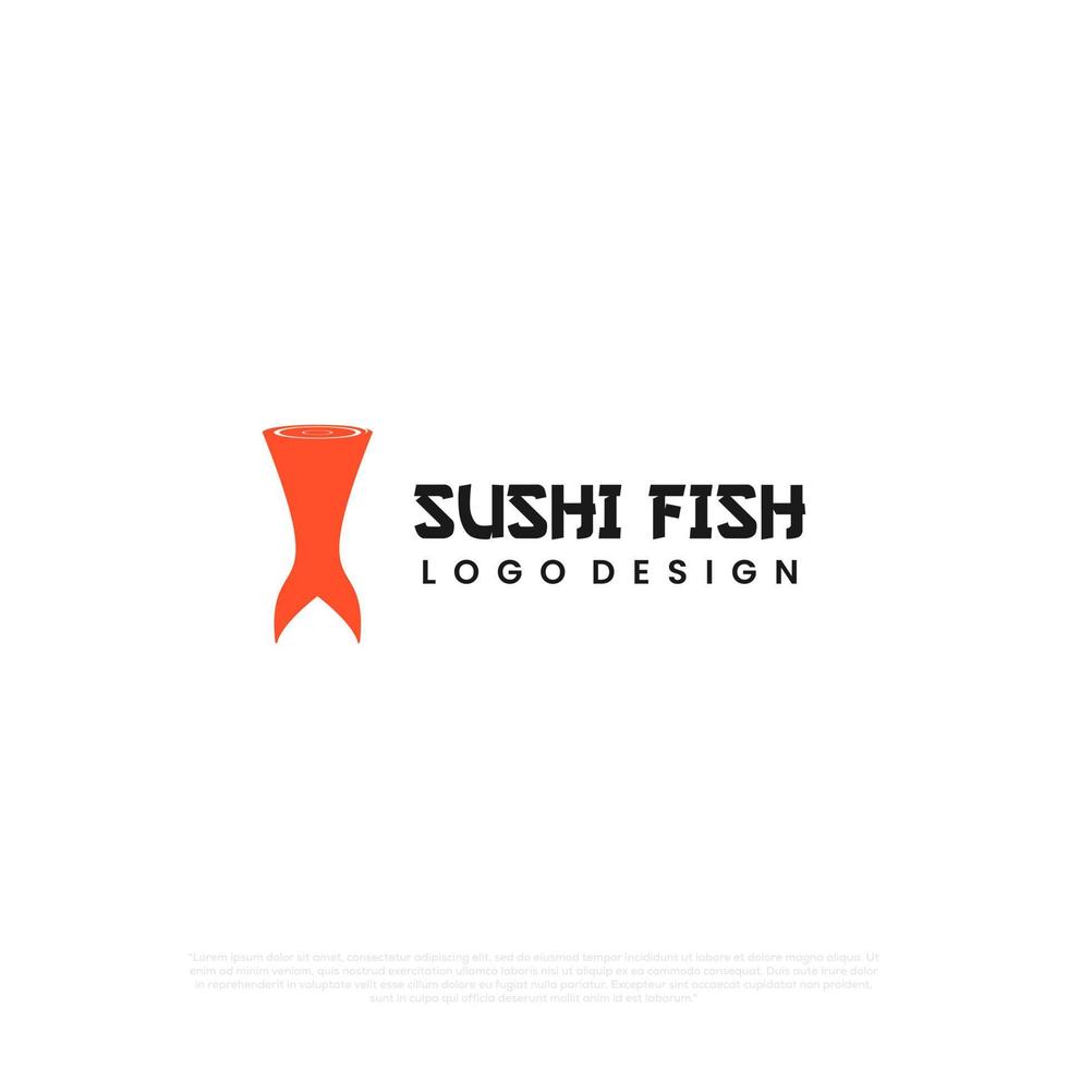 salmon tail logo design, sushi fish logo design on isolated background vector