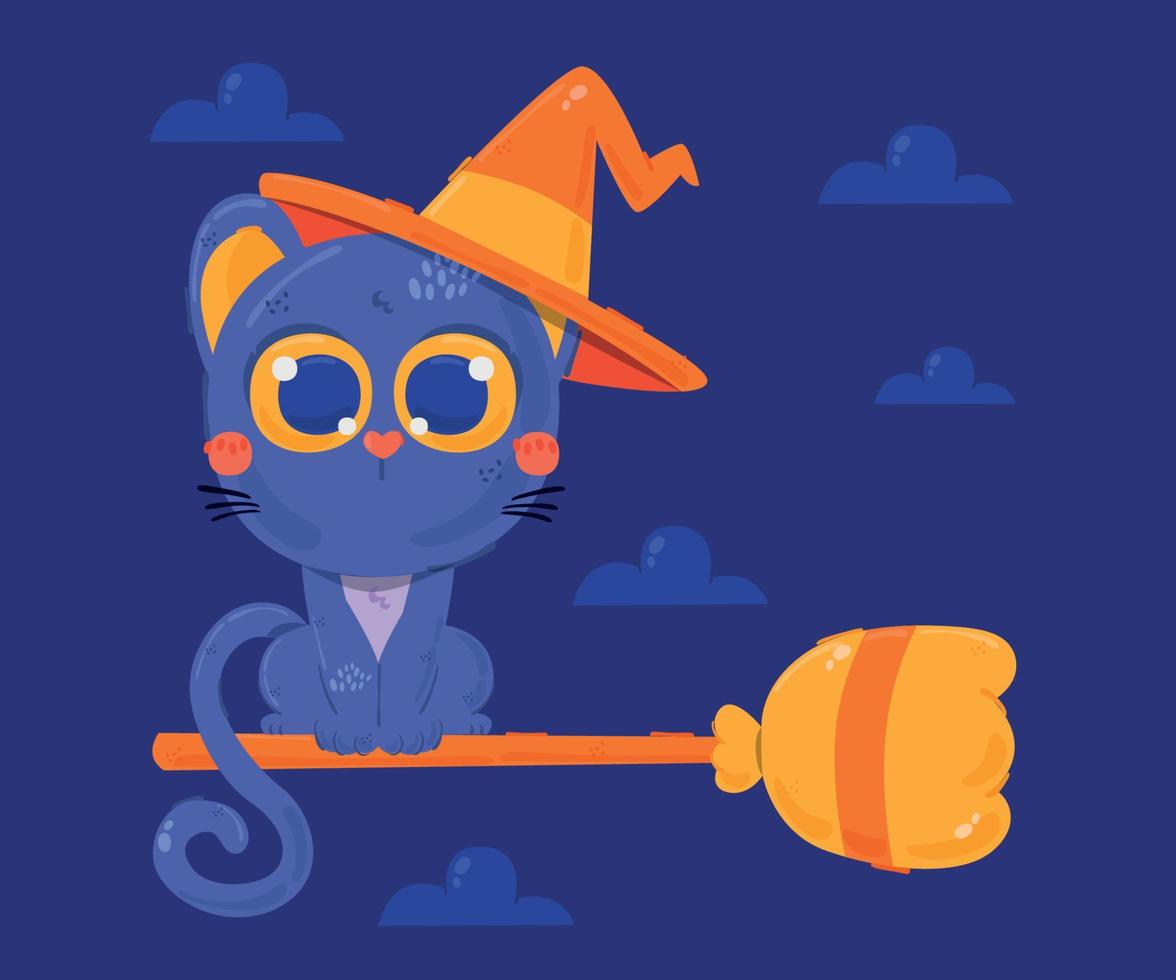 ilustración de fondo de personaje de gato de halloween vector