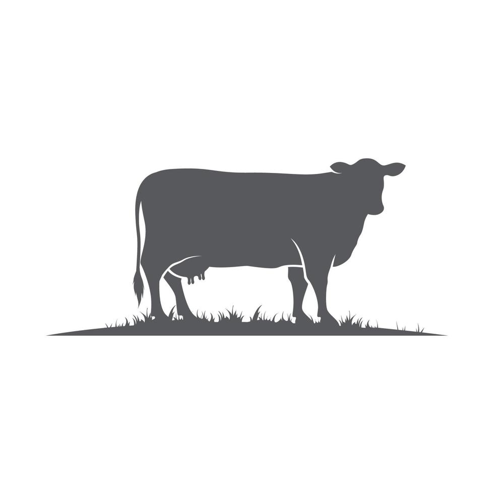 icono de silueta de vaca o ganado. silueta vectorial de vaca. plantilla