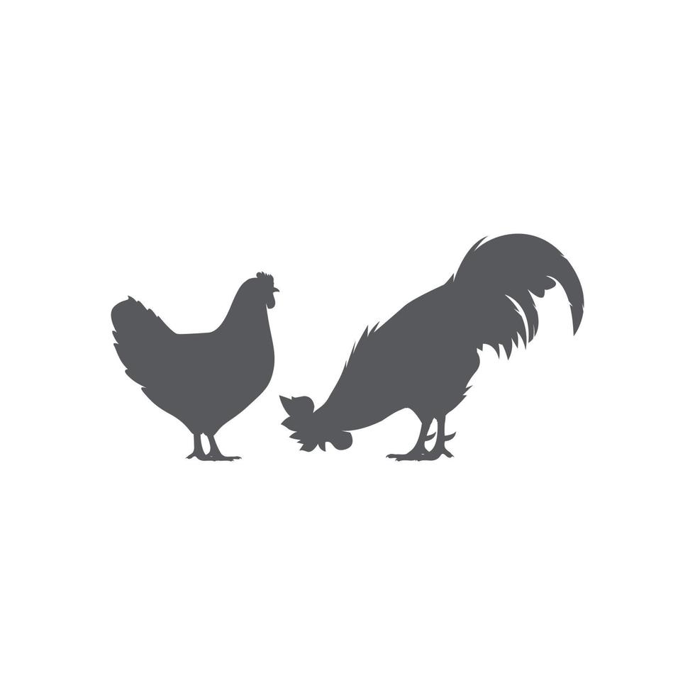 icono de gallo e ilustración de vector de icono de gallina. ilustración de animales de granja de vector plano. logotipo de pollo. ilustración vectorial