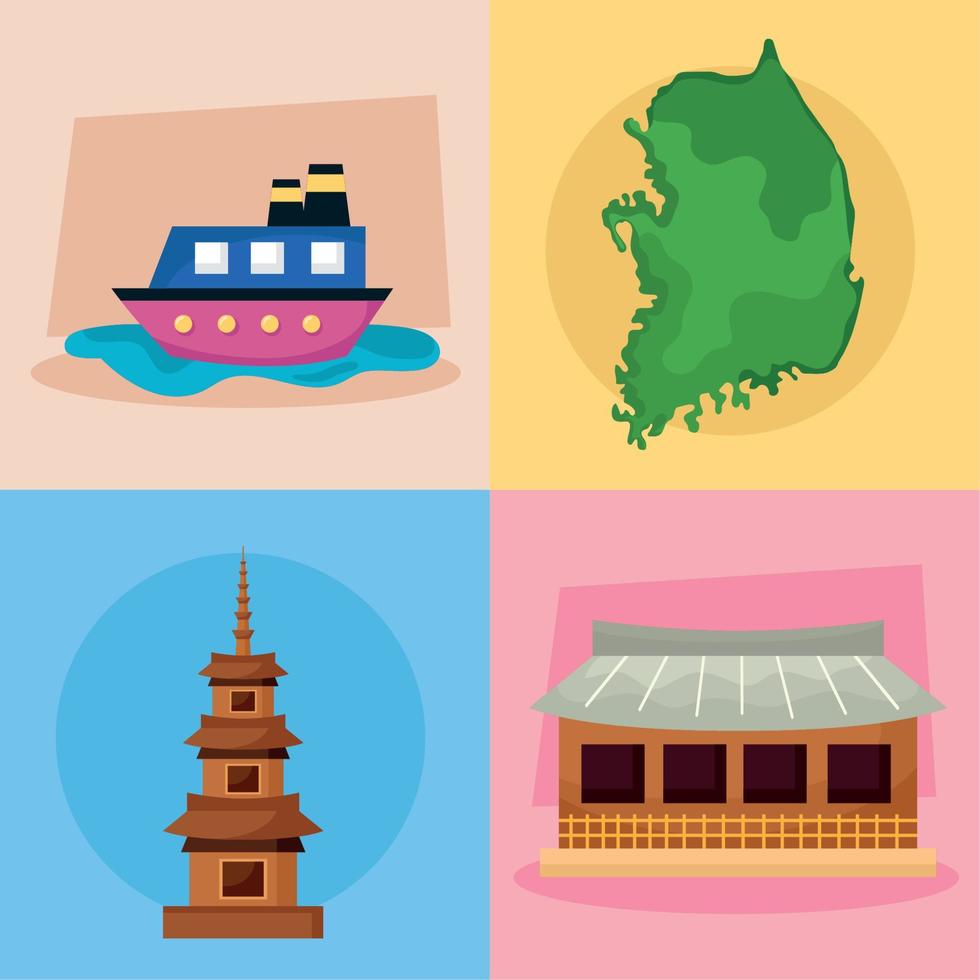 korean culture icons vector