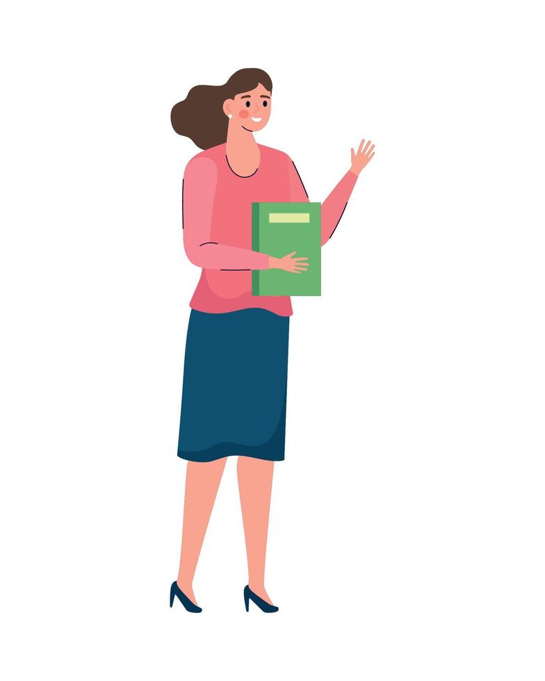 female teacher with book vector