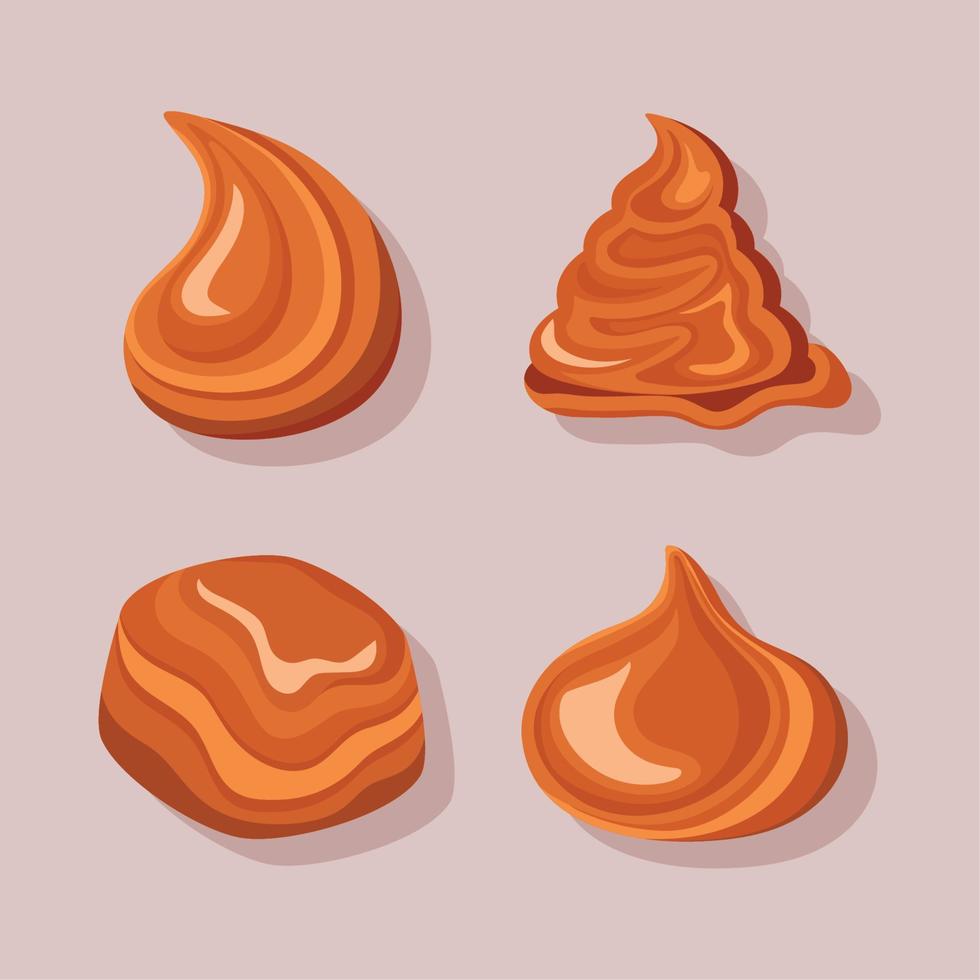 four sweet caramels icons vector