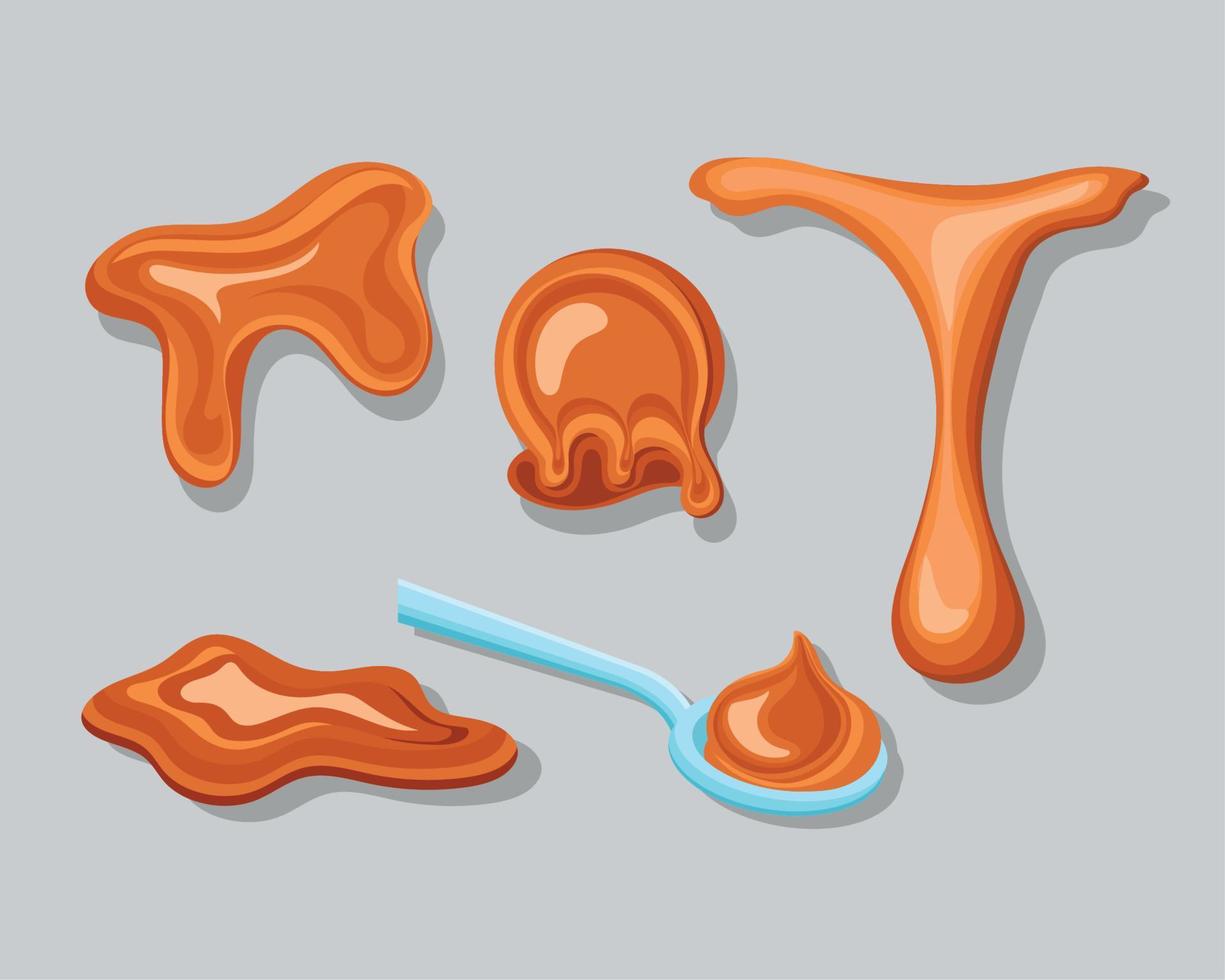 five sweet caramels icons vector