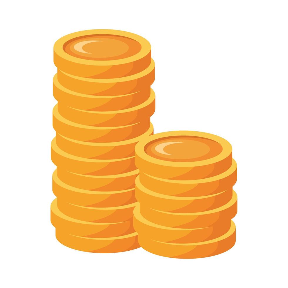 pile golden coins vector