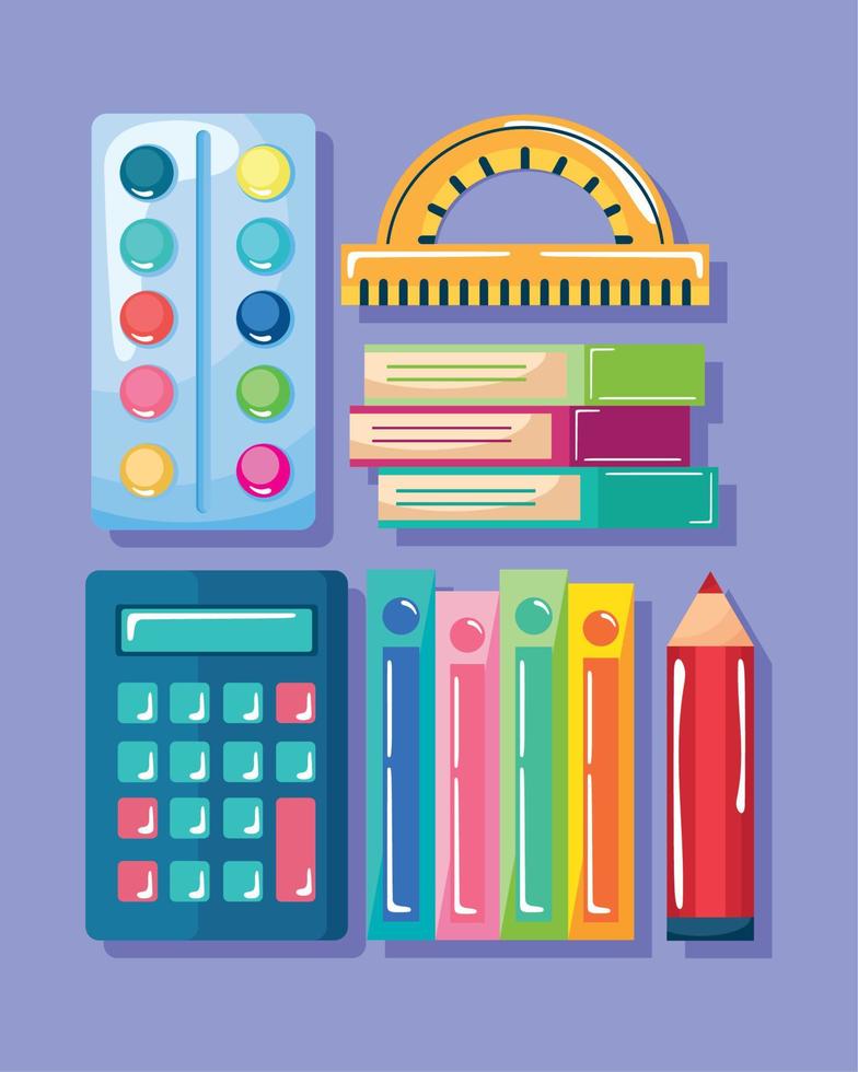 six school supplies icons vector