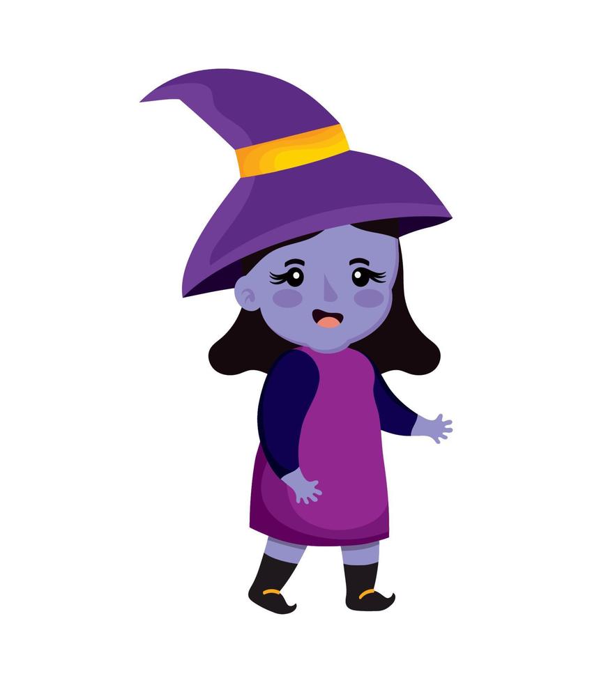 girl with witch costume vector