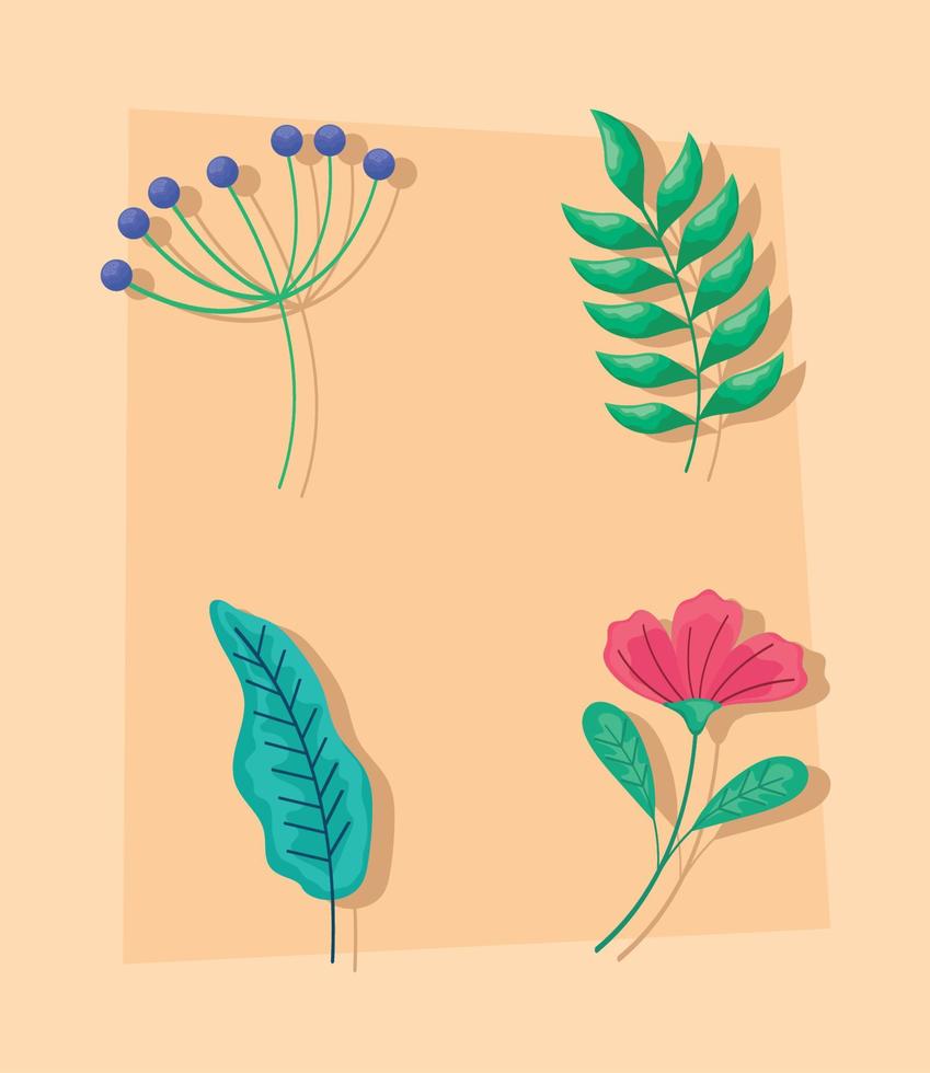 four beauty garden icons vector