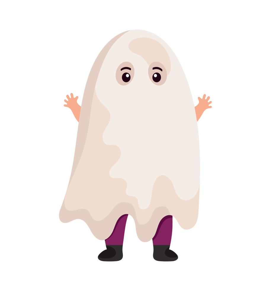 boy with ghost costume vector