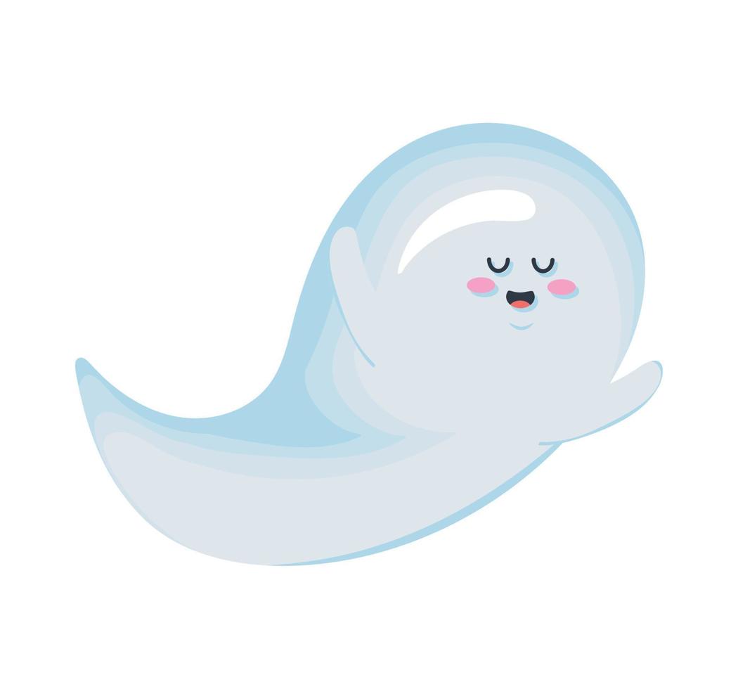 cute ghost flying halloween vector