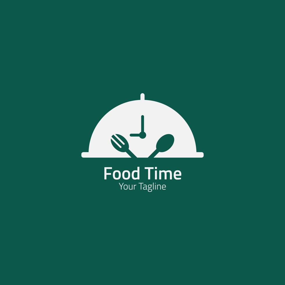 Serving hood logo with negative space for spoon, fork and hour hand. vector