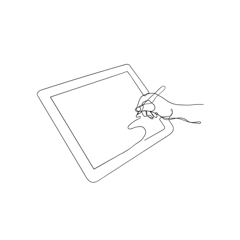 escritura de dibujo de línea continua en vector de ilustración de tableta digital