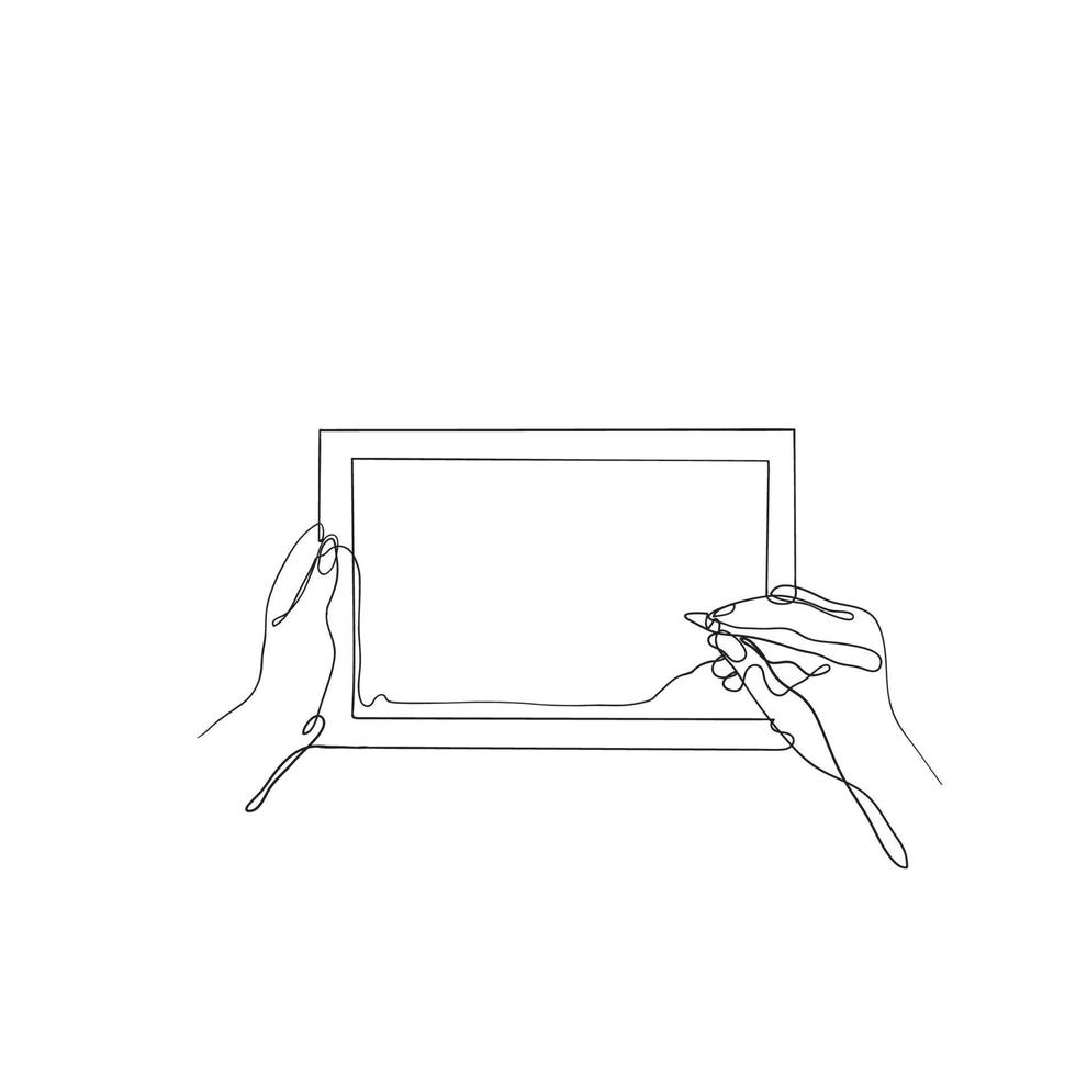 continuous line drawing writing on digital tablet illustration vector  12574630 Vector Art at Vecteezy