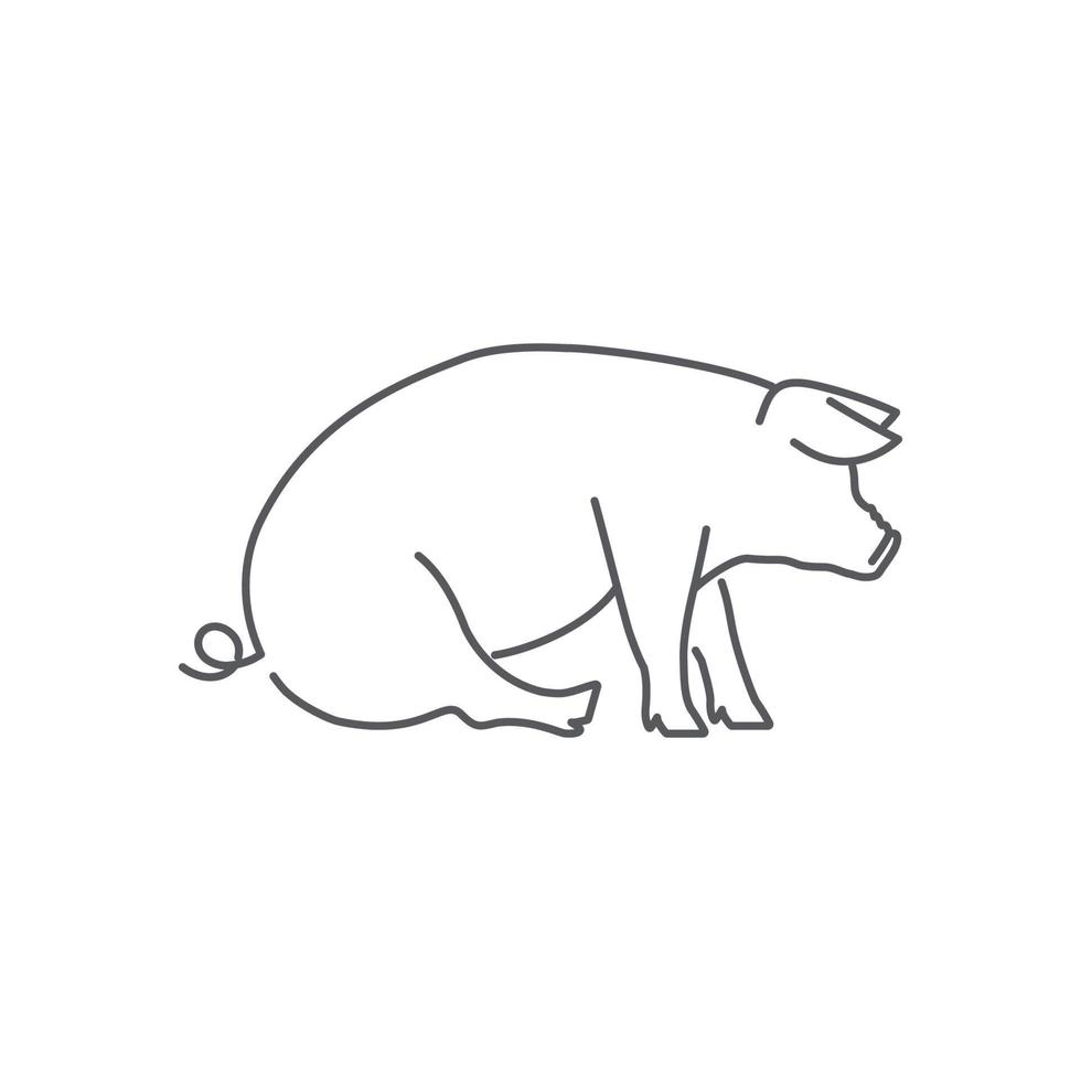 Pig pictogram linear icon vector. Vector illustration of pig silhouette. pork linear vector icon. Vector illustration