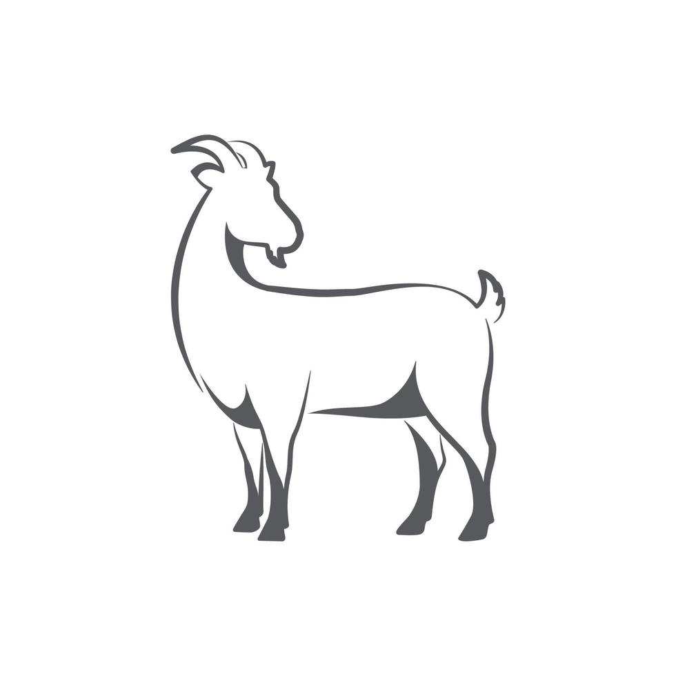 Goat side view silhouette. Farm goat animal logo design. Vector illustration