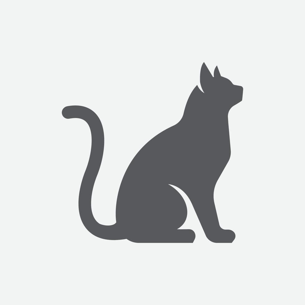 Cat silhouette icon. Elegant cat sitting side view. Cat animal element. Vector illustration