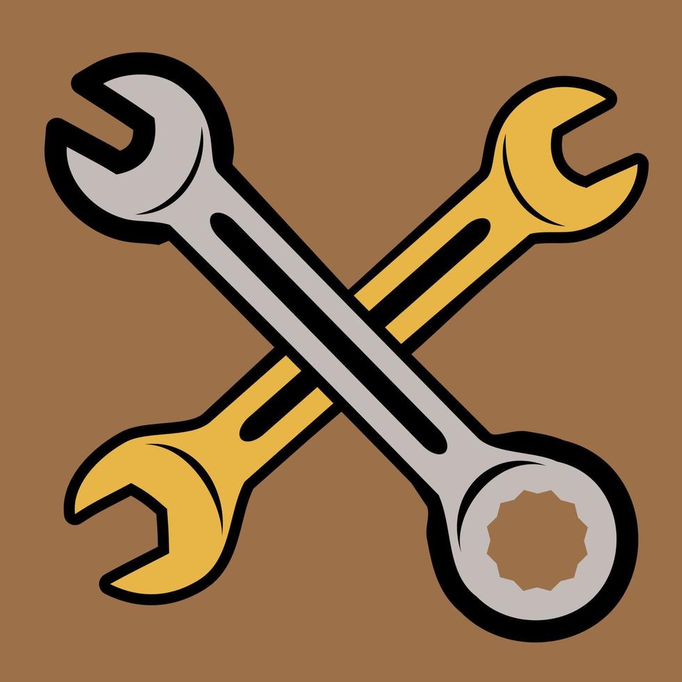 llave y llave ajustable. icono de herramientas de reparación aislado sobre fondo blanco. ilustración vectorial vector