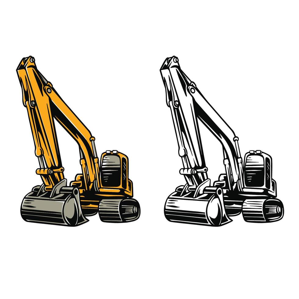 Excavator Illustration set vector